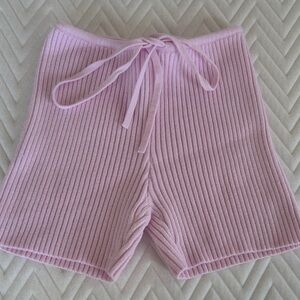 SKIMS Pink Ribbed Women Shorts
